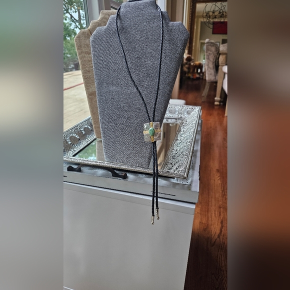 Bolo Silver And Gold Tones With Turquoise Stone #1935 - Picture 10 of 10